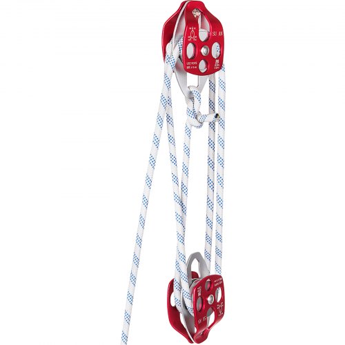 VEVOR double pulley block and rope kit with 98 ft braided line
