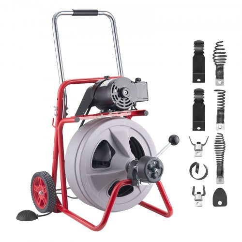 VEVOR 100 ft by 1/2 inch auto feed drain cleaner machine
