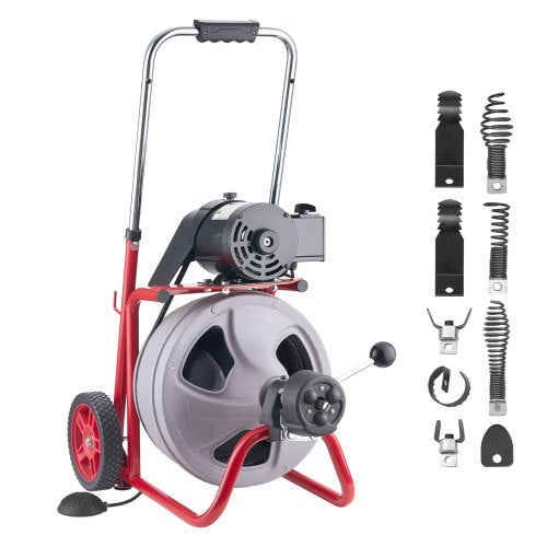 VEVOR 100 ft by 3/8 inch auto feed drain cleaner machine