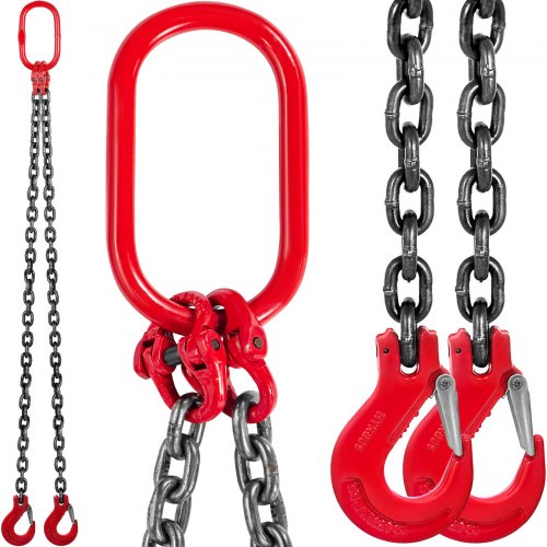 VEVOR G80 chain sling 3/8 inch x 5 ft with 2 grab hooks, 11000 lb capacity