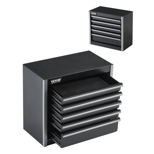 VEVOR 8.6 inch black metal tool box with 5 drawers