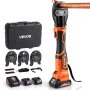 VEVOR MP-2430 18V electric pipe press tool kit with 1/2, 3/4 and 1 inch VUS jaws
