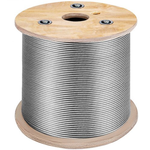VEVOR 3/16 inch 7x19 T304 stainless steel wire rope, 500 ft reel