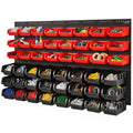 VEVOR 48-bin wall mounted parts rack organizer in black and red