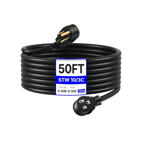 VEVOR 30 amp 50 ft welder extension cord NEMA 6-50P 10/3 AWG